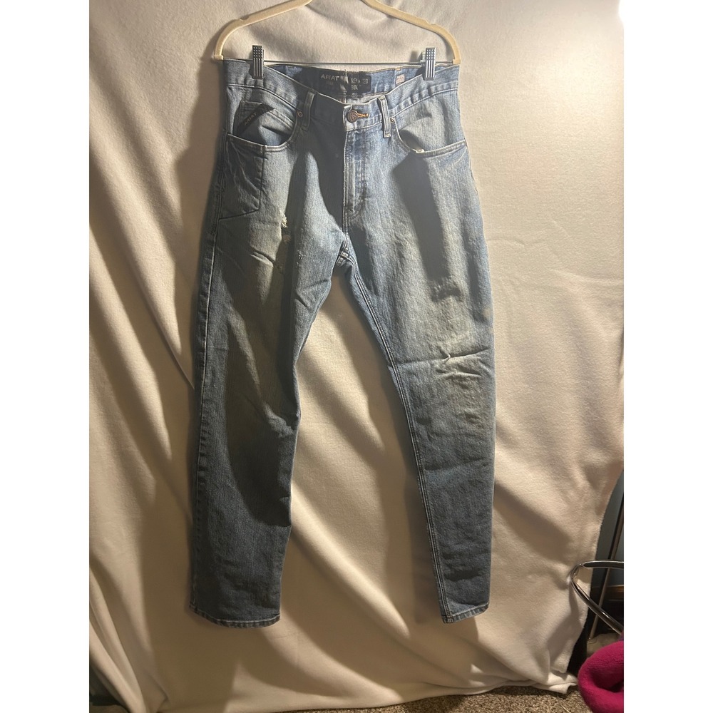 Ariat Rebar M5 Mens Straight Leg Jeans Blue Denim 33x36 Medium Wash Distressed